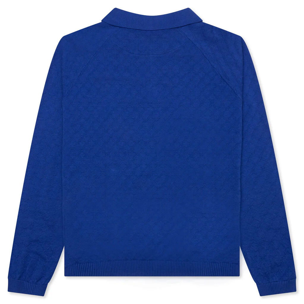 Hogan Pointelle Raglan Sleeve Sweater Polo - Indeevar Blue - Image 2