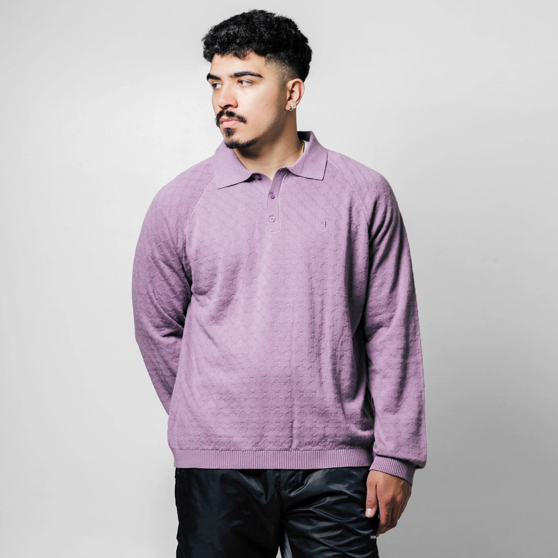Hogan Pointelle Raglan Sleeve Sweater Polo - Jasper Orange - Image 8