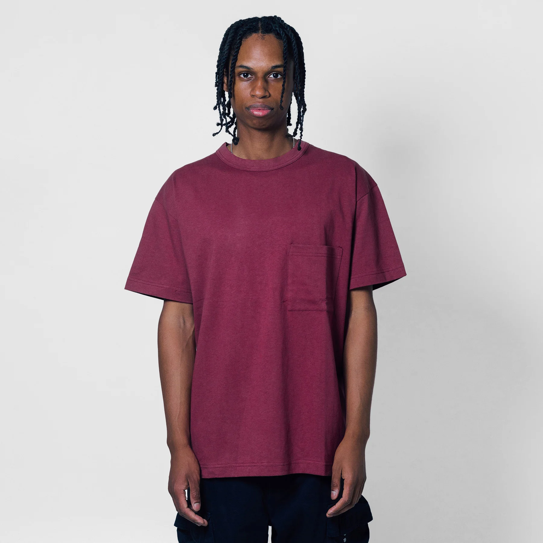Jersey Braque Pocket Tee - Burgundy - Image 6