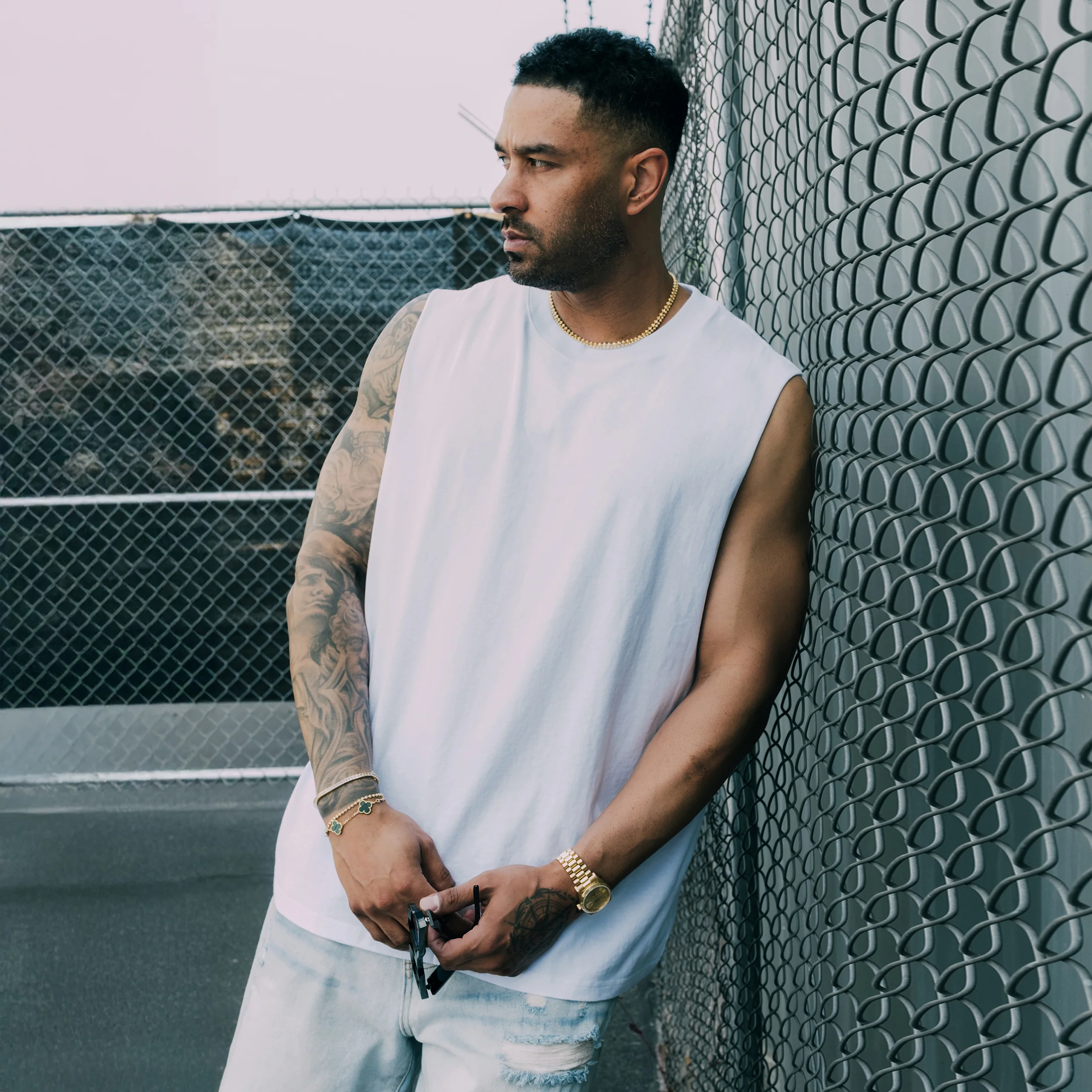 The Dean Sleeveless Tee - White - Image 6