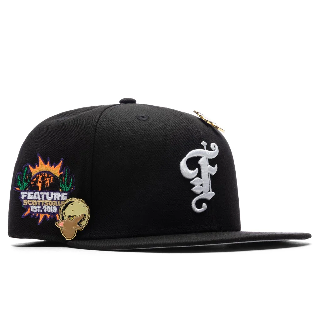 Feature x New Era Old English Scottsdale Fitted - Black/Snow Grey - Image 5