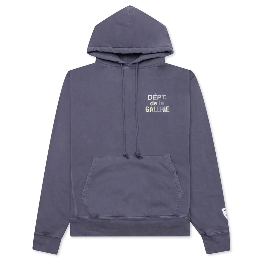 French Logo Vintage Hoodie - Vintage Washed Navy