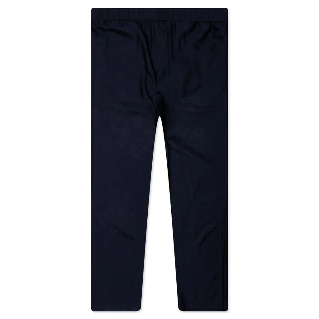 Silk Floral Jacquard Pants - Navy