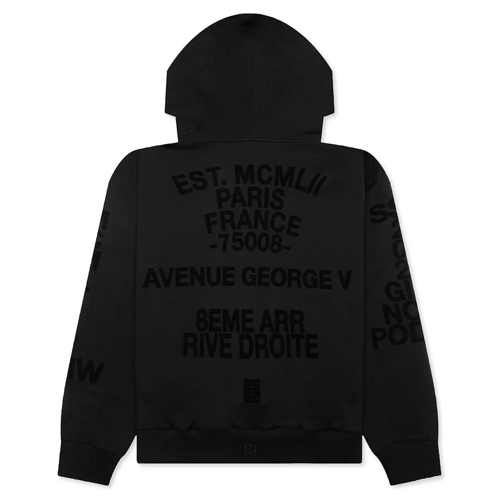 Boxy Fit Hoodie With Zip And Pocket Base - Black - Image 2