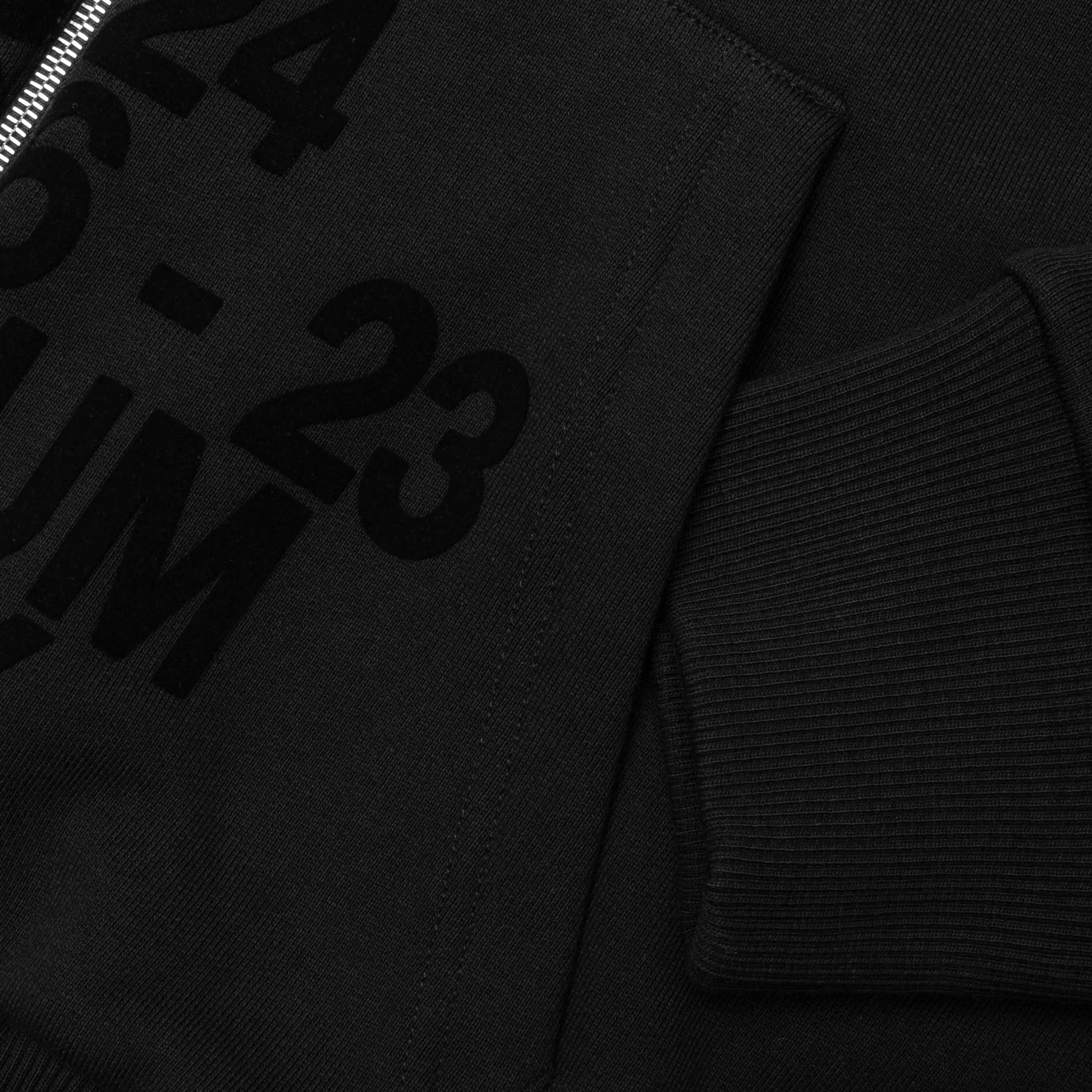 Boxy Fit Hoodie With Zip And Pocket Base - Black - Image 3
