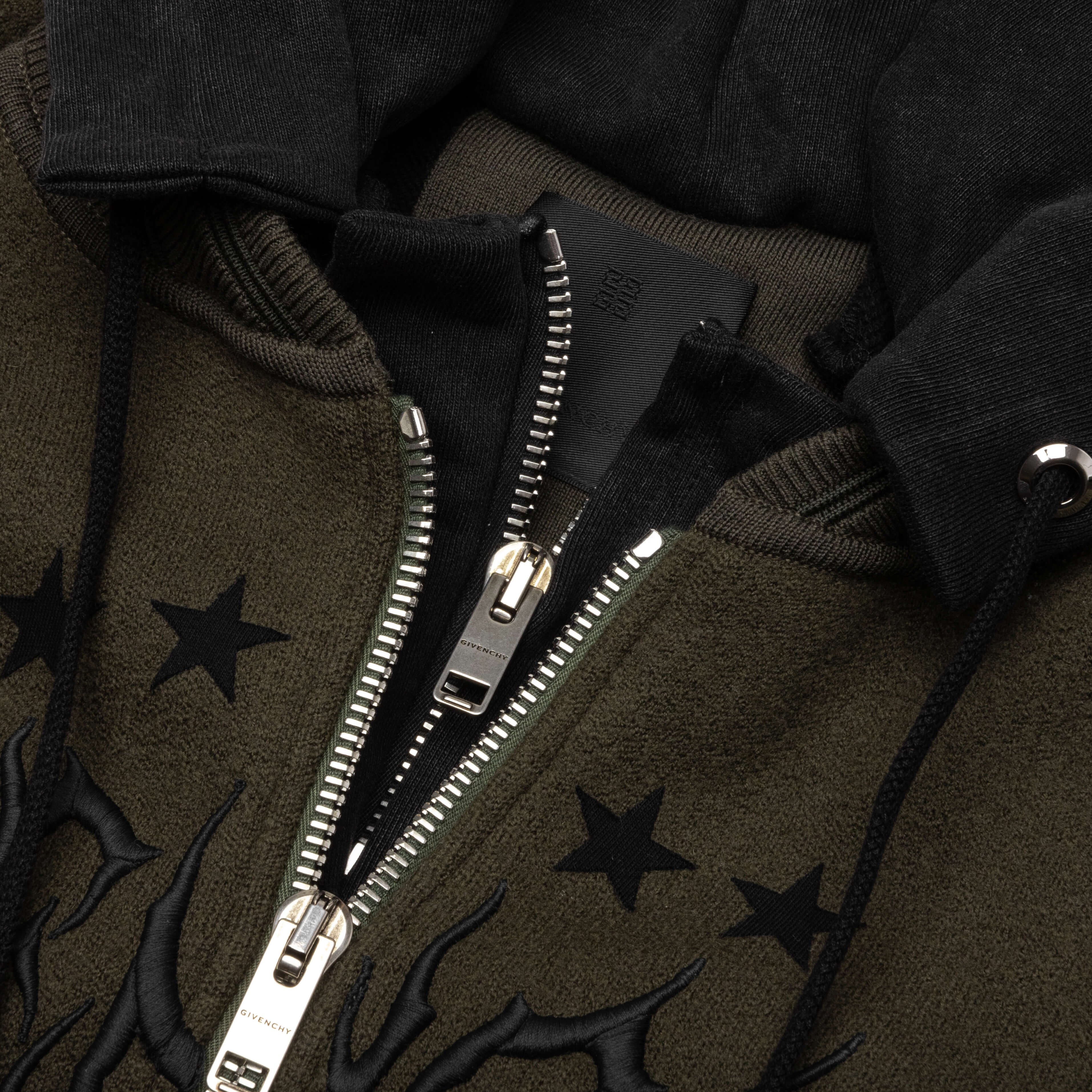 Hooded Varsity Jacket - Military Green - Image 3