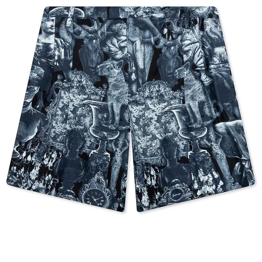 Silk Bermuda Shorts with Hubert Objects - Black/Navy