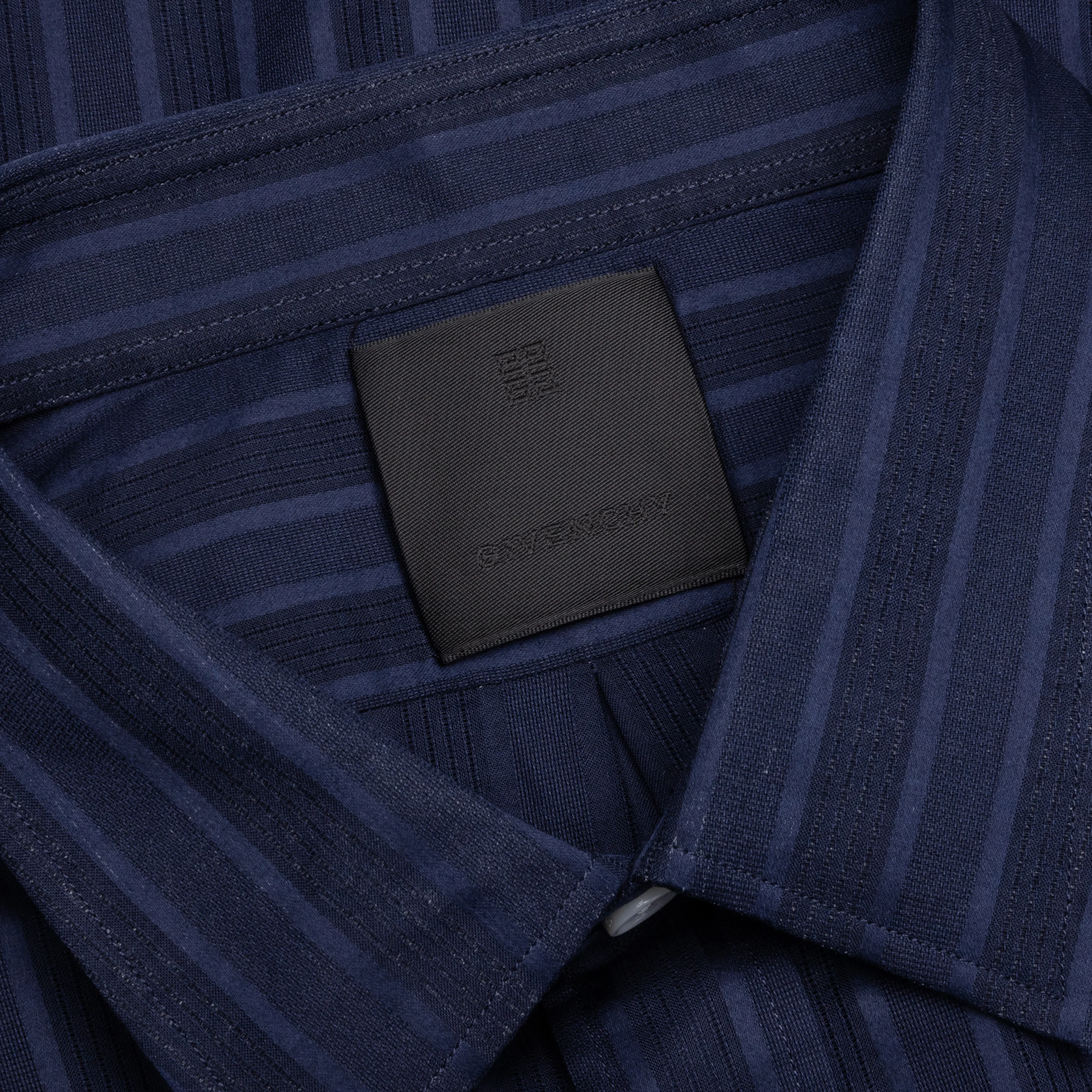 Cotton Voile Shirt With Stripes - Navy - Image 3