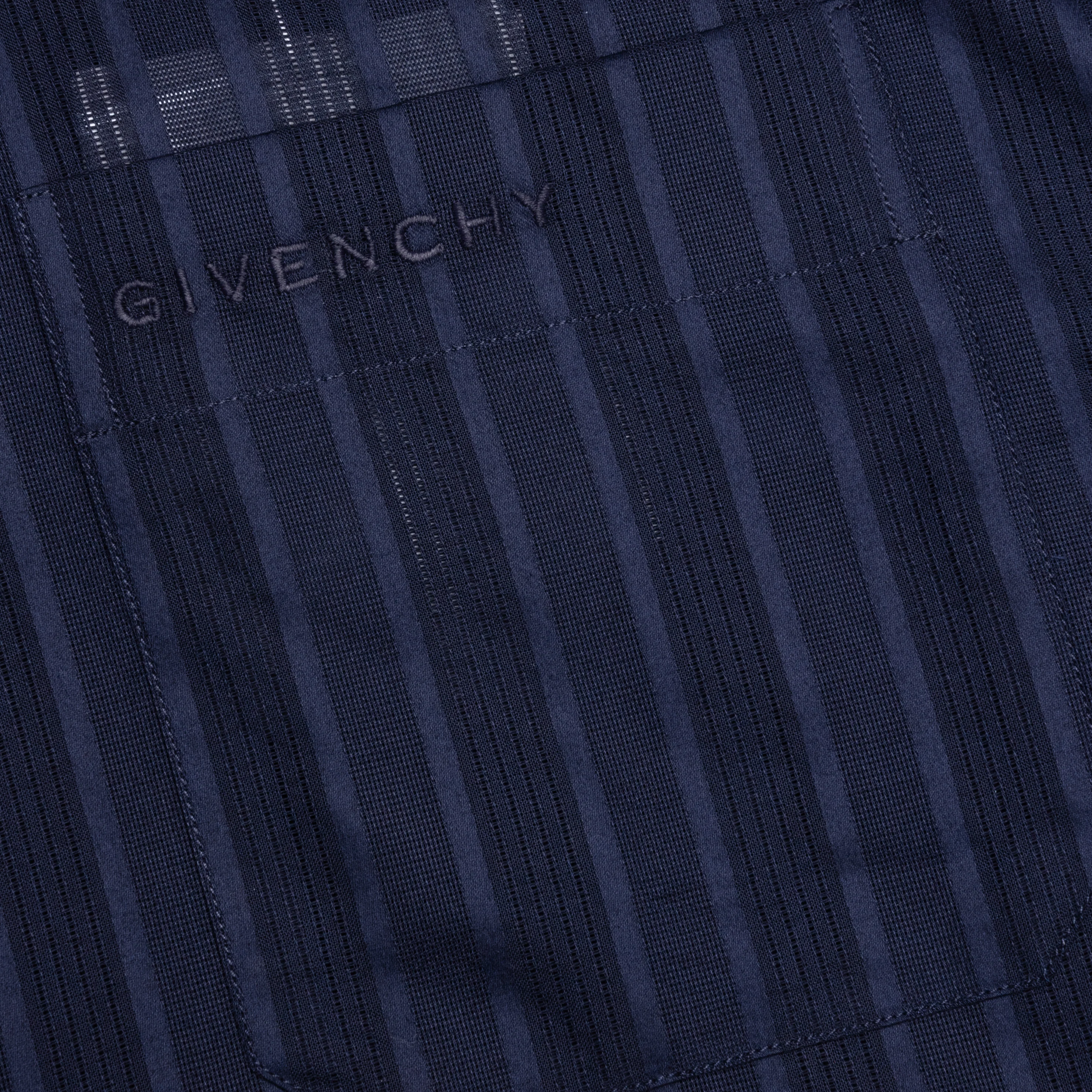 Cotton Voile Shirt With Stripes - Navy - Image 4