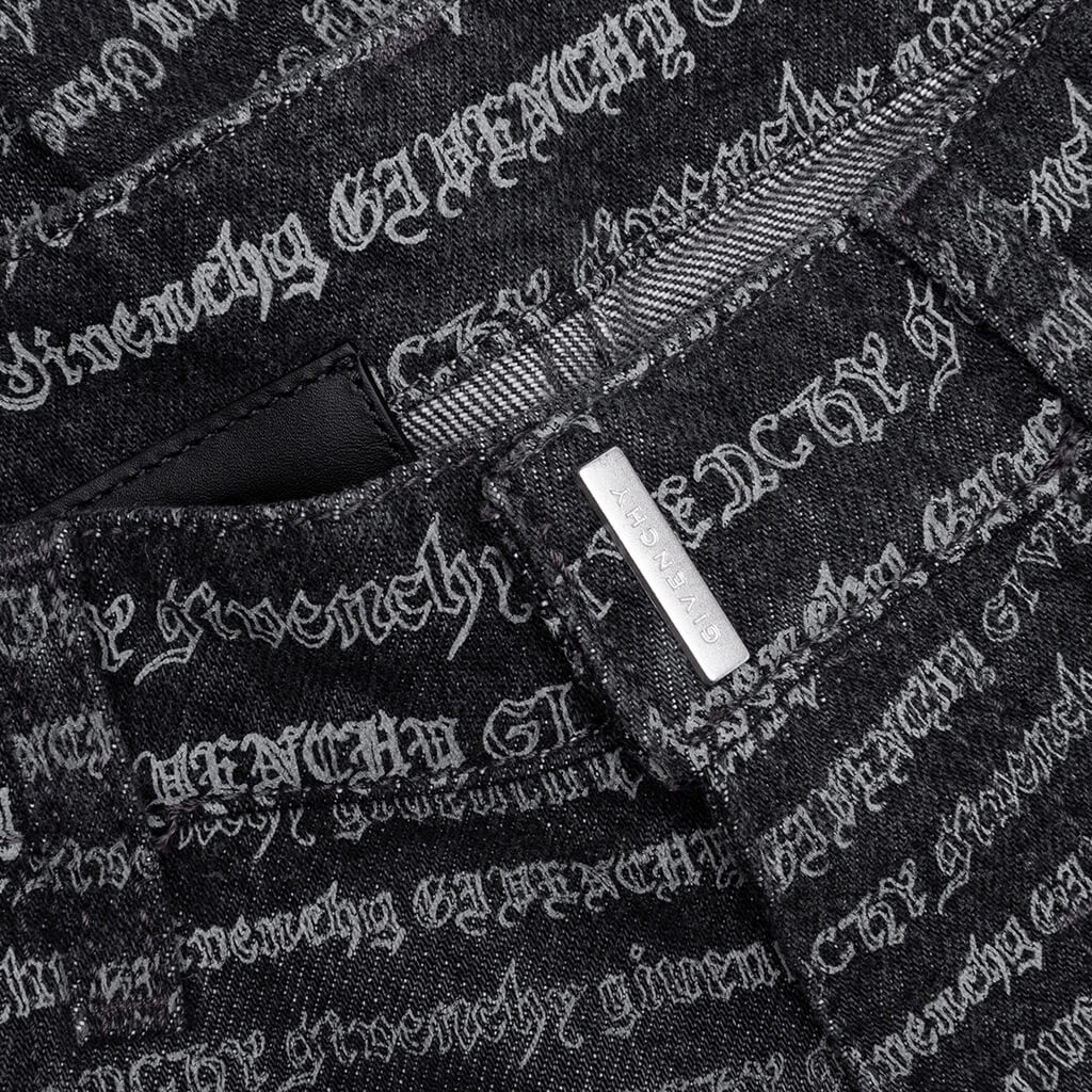 Skinny Fit Trousers w/ All Over - Dark Grey - Image 3