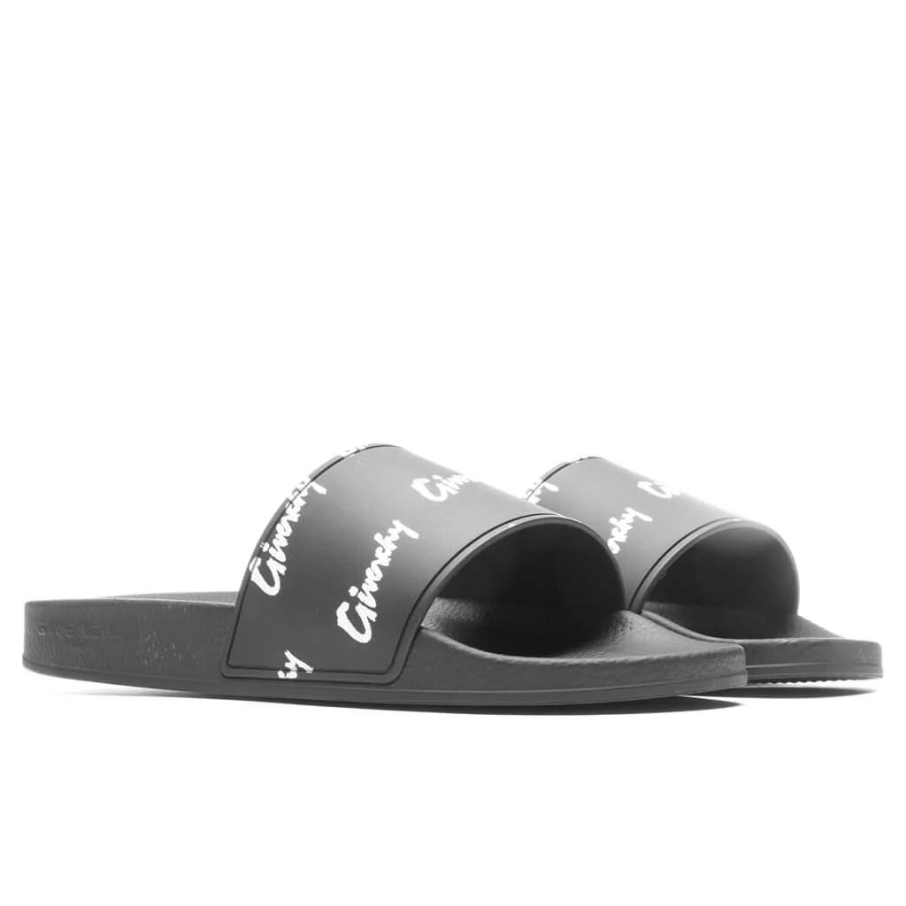 All Over Print Flat Sandals - Black/White - Image 3