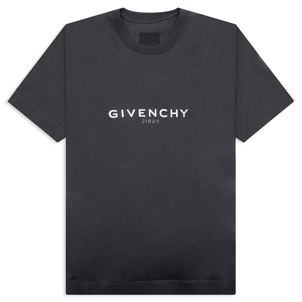 Slim Fit Reverse Print T-Shirt - Charcoal