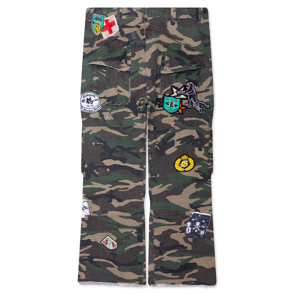 Patchwork Flared Cargo Pants - Camo - Image 2