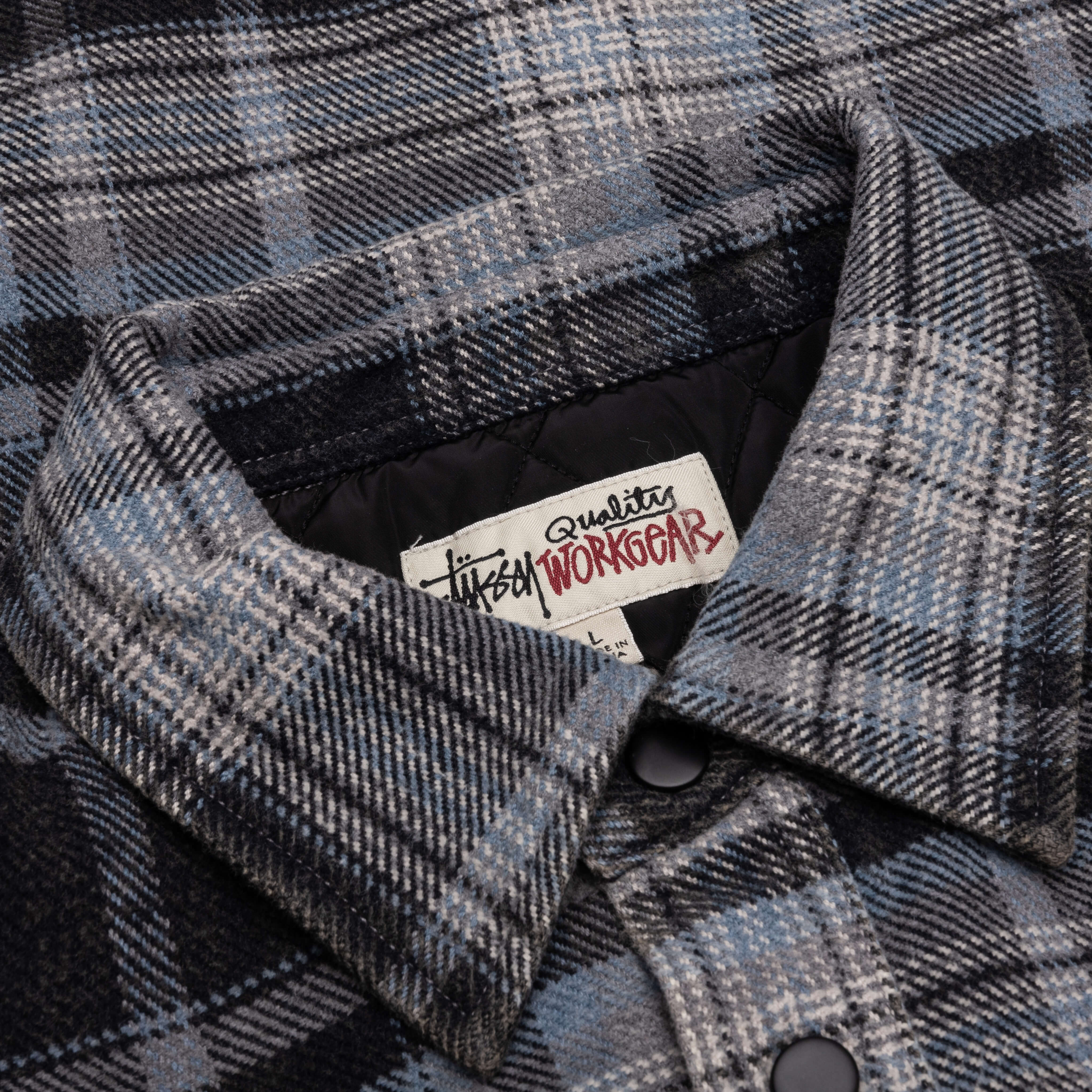 Heavy Washed Plaid Shirt - Blue - Image 3