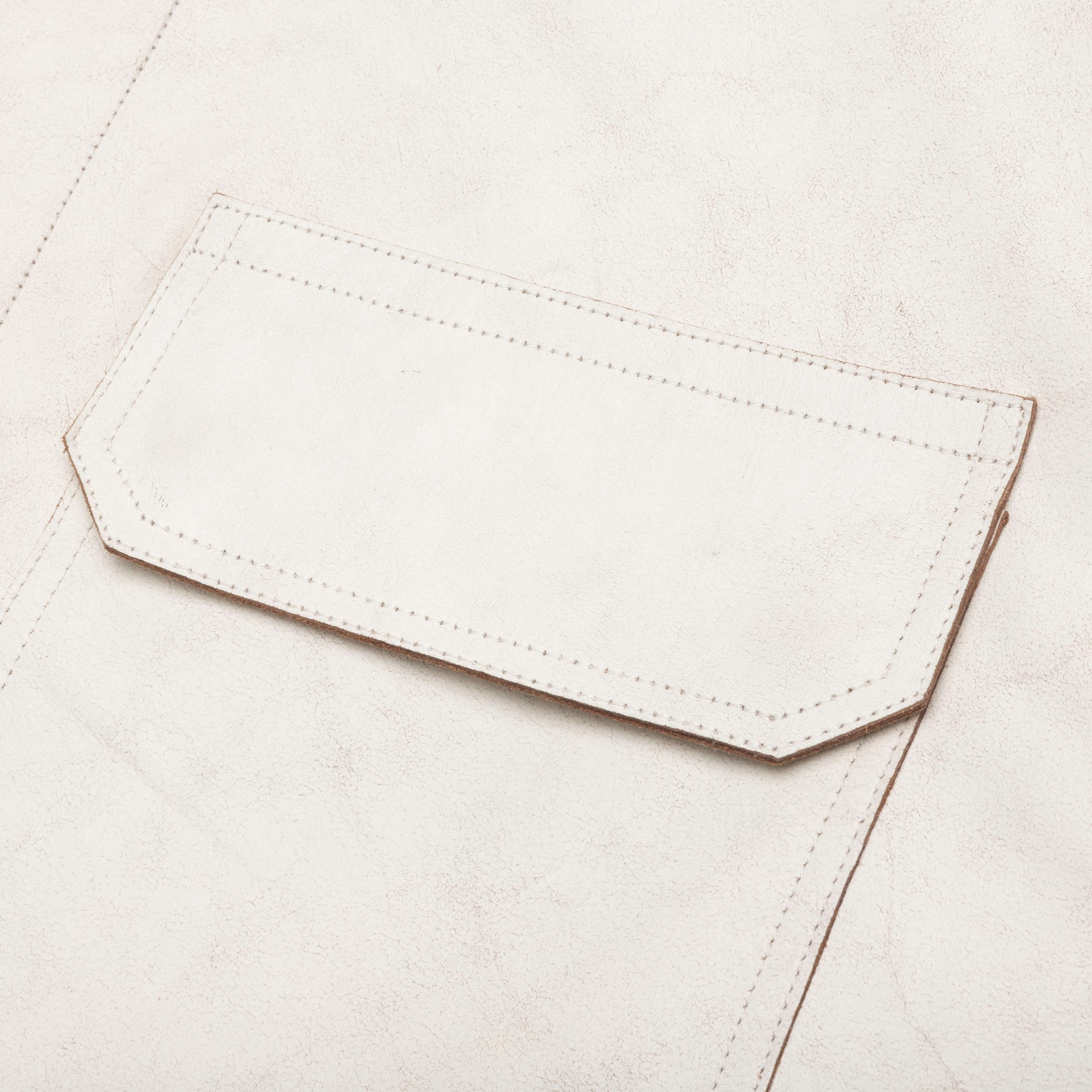 Leather Cargo Shirt Jacket - Cracked/White - Image 4