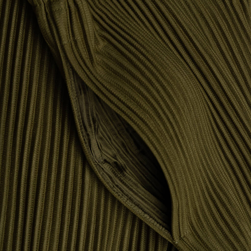 Color Pleats Pants - Olive Khaki - Image 3