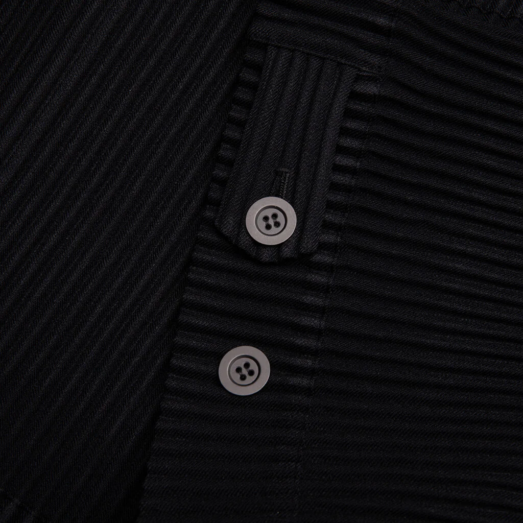 Wool Like Light Trucker Jacket - Black - Image 5