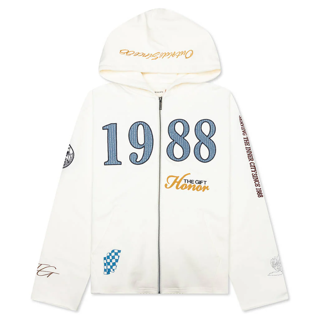 1988 Full Zip Hoodie - White