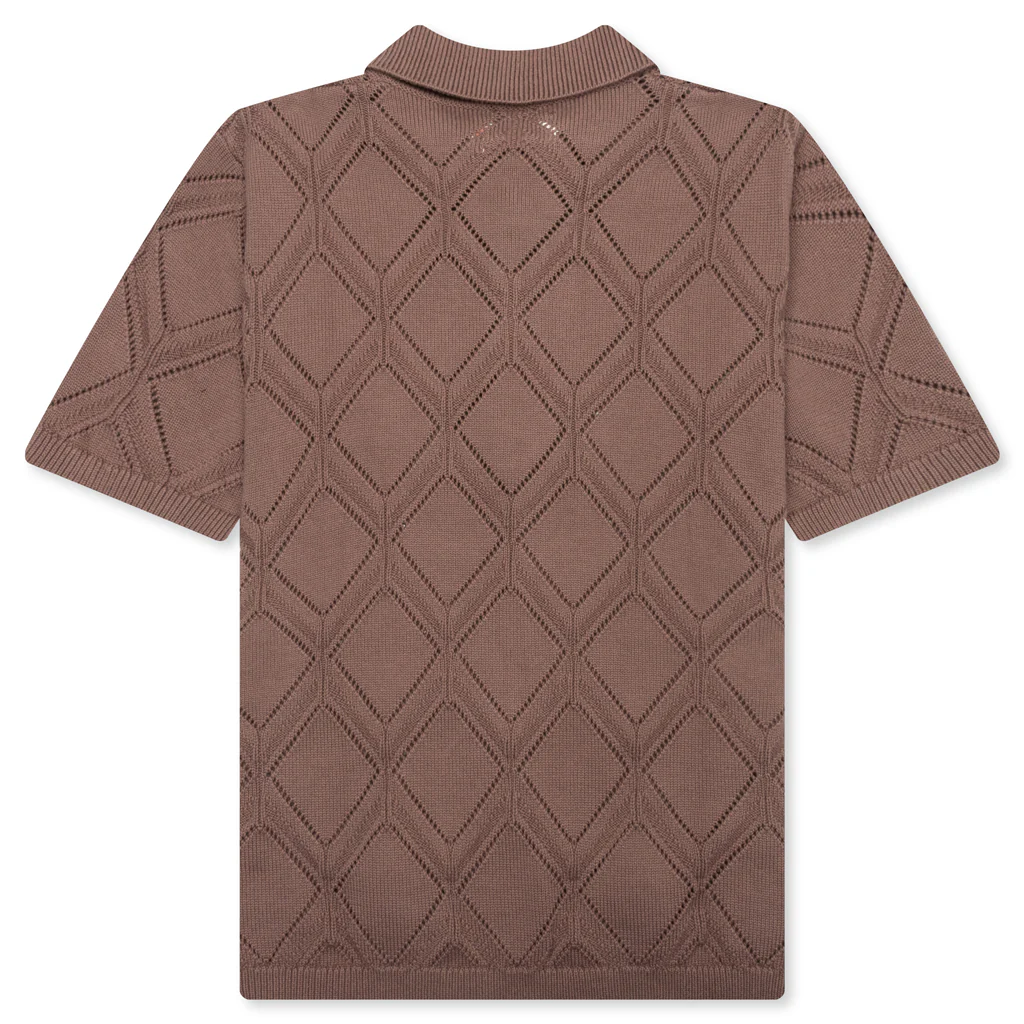 Diamond Knit Polo - Brown - Image 2