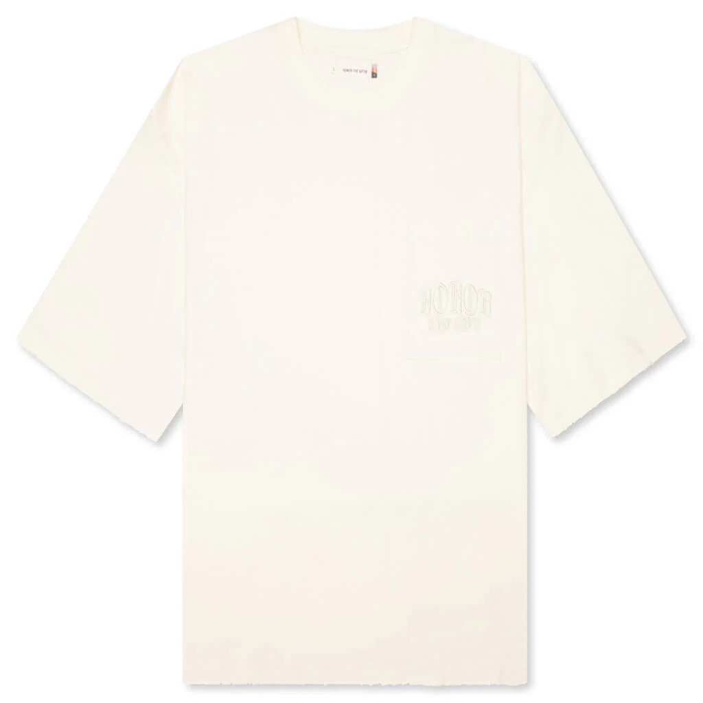 Embroidered Pocket Tee - Bone