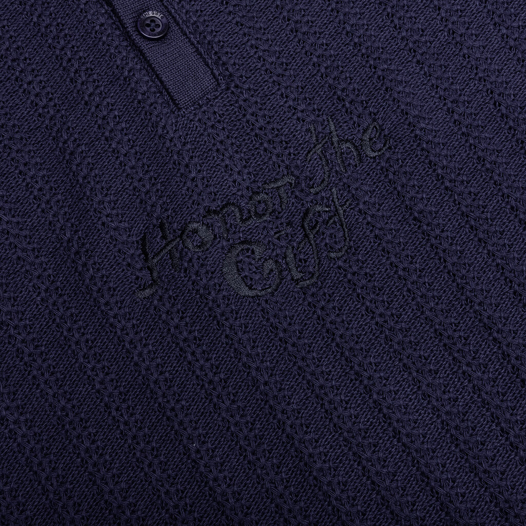Long Sleeve Knit Polo - Navy - Image 4