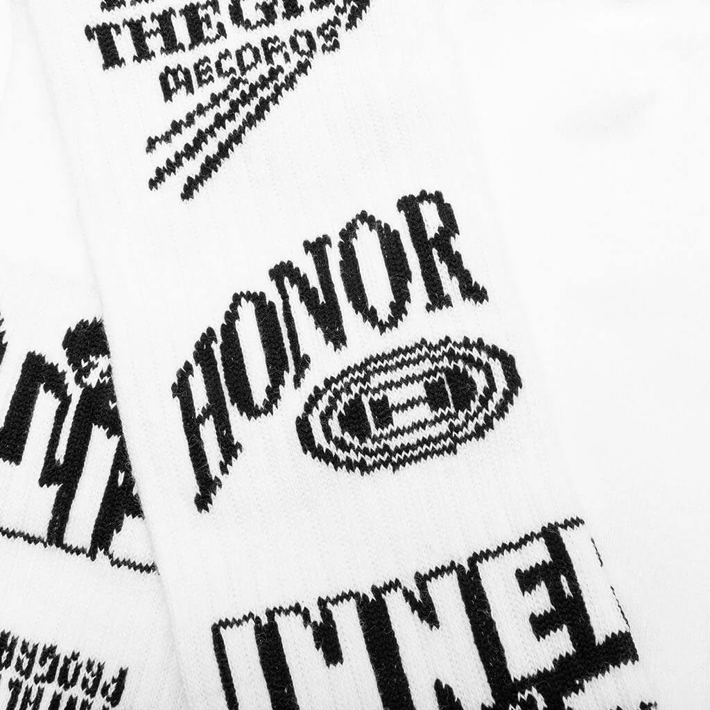 Mixed Graphic Ribbed Sock - White - Image 2