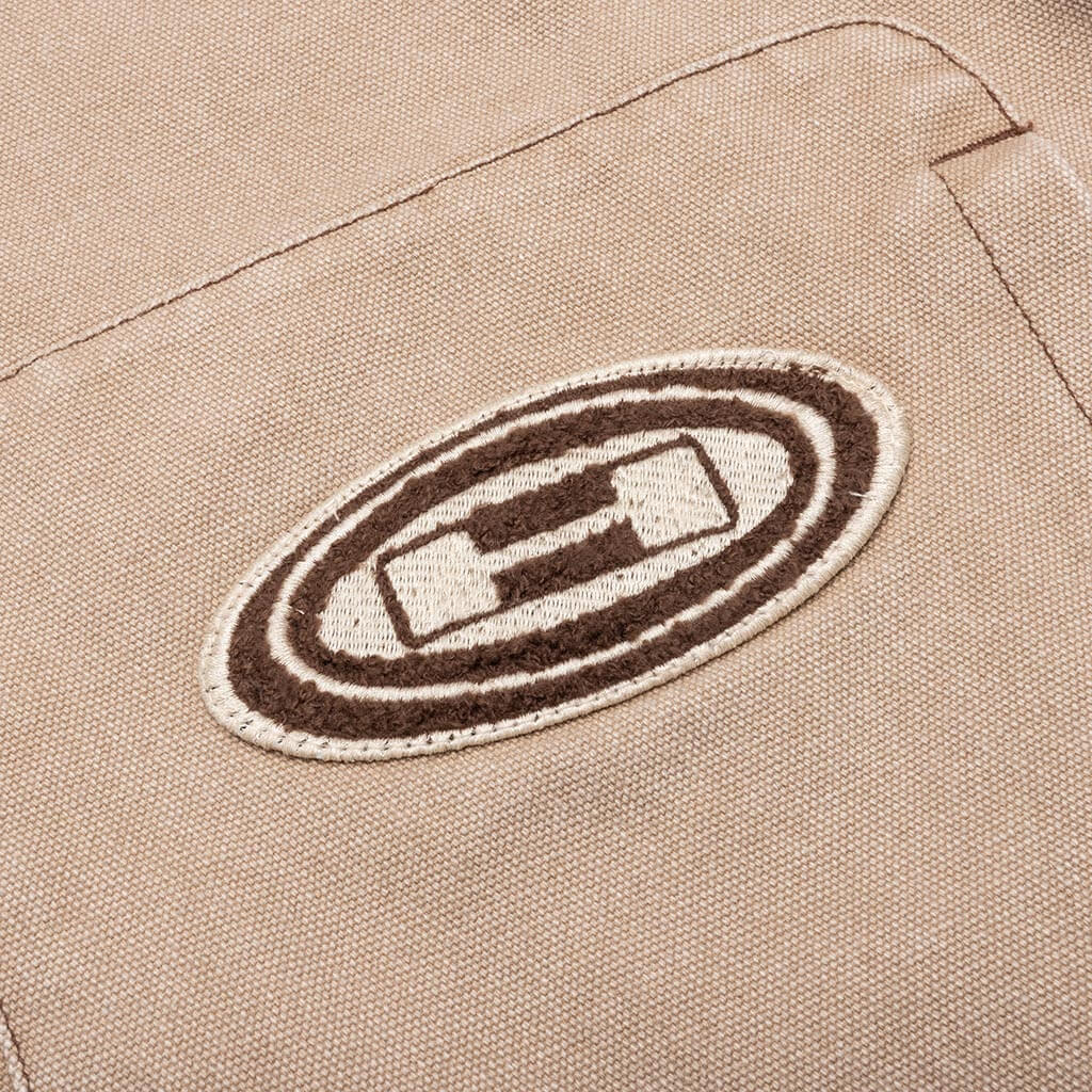 Washed Canvas Zip Hoodie - Tan - Image 4