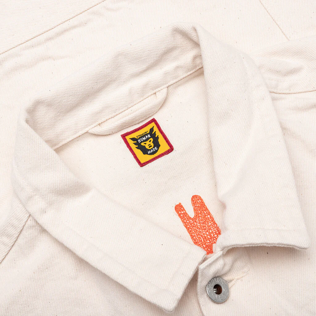 Natural Denim Work Jacket - White - Image 3