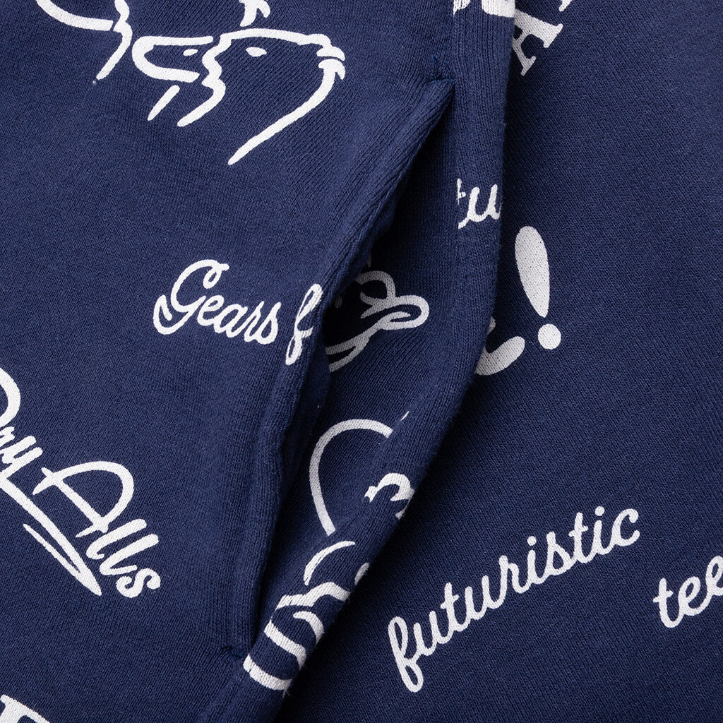 Printed Sweat Shorts - Navy - Image 3