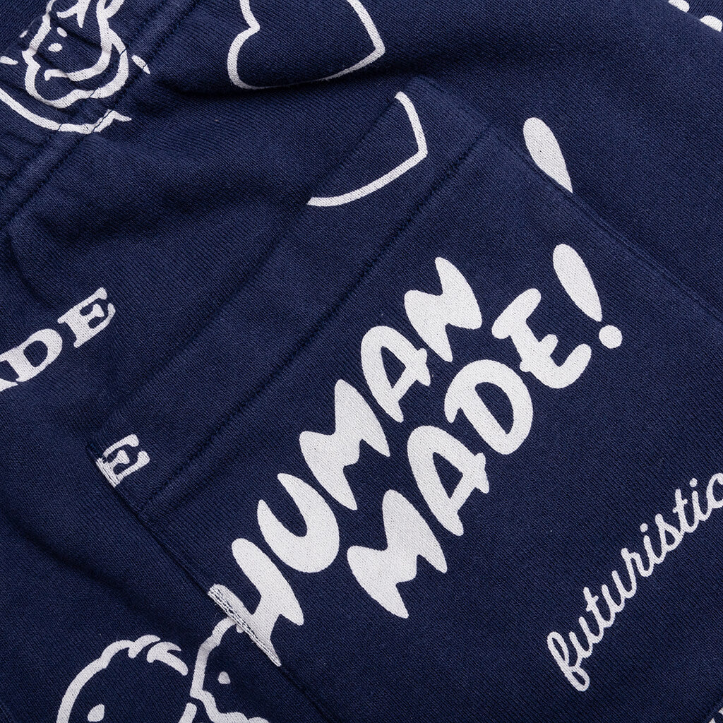 Printed Sweat Shorts - Navy - Image 4