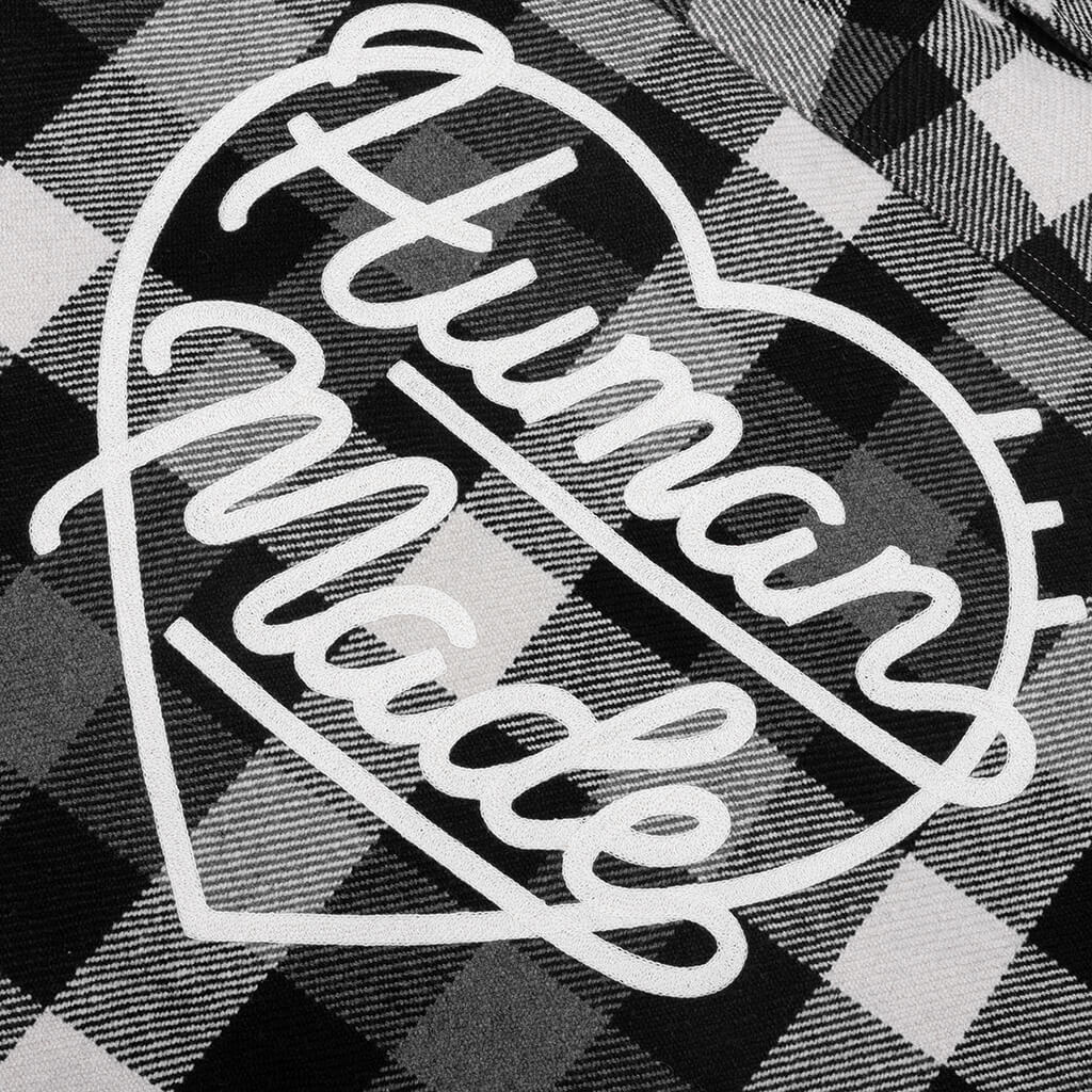 Wool Check Shirt Jacket - Black - Image 4