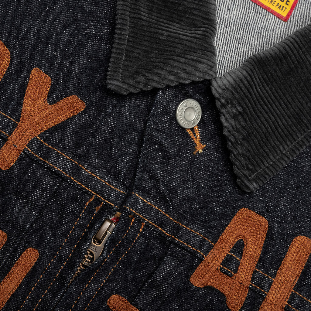 Zip-Up Denim Work Jacket - Indigo - Image 3