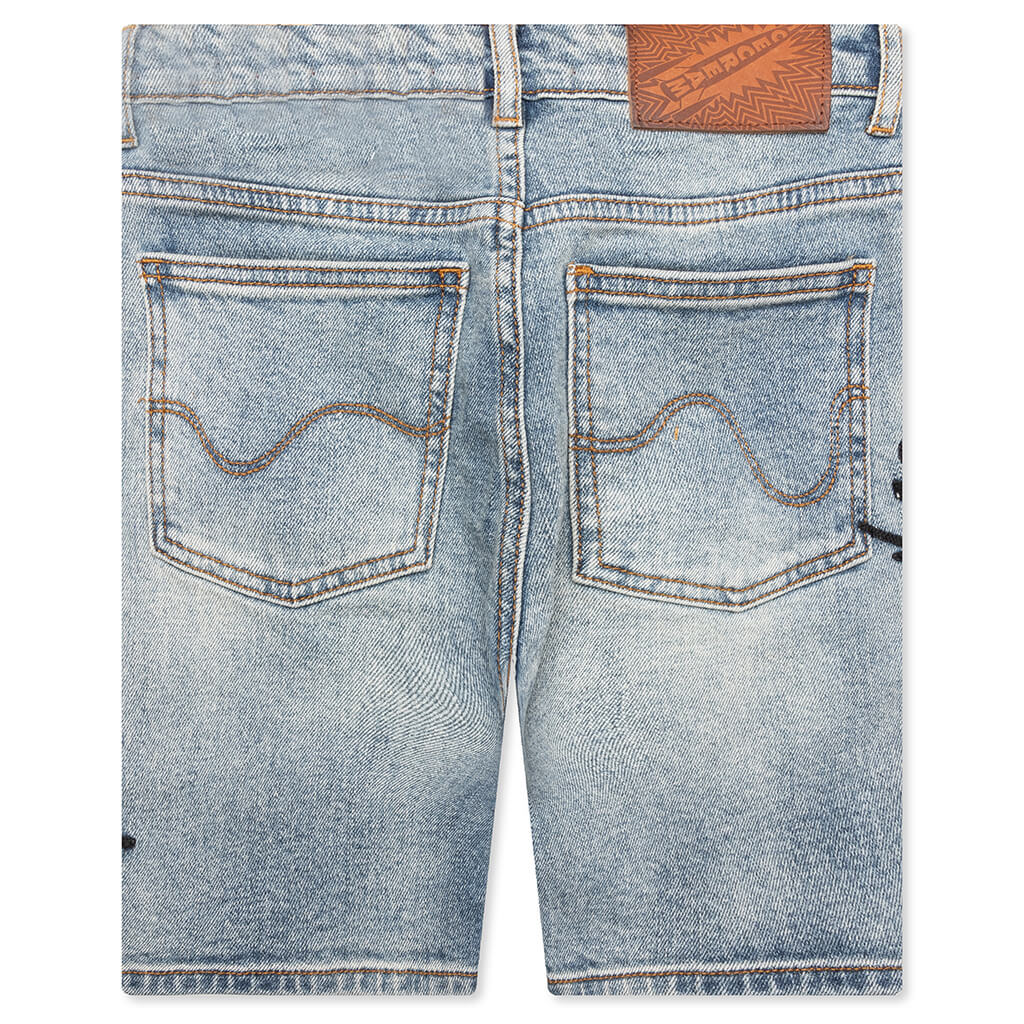 Kids Pow Jean Shorts - Blue Chocolate - Image 2