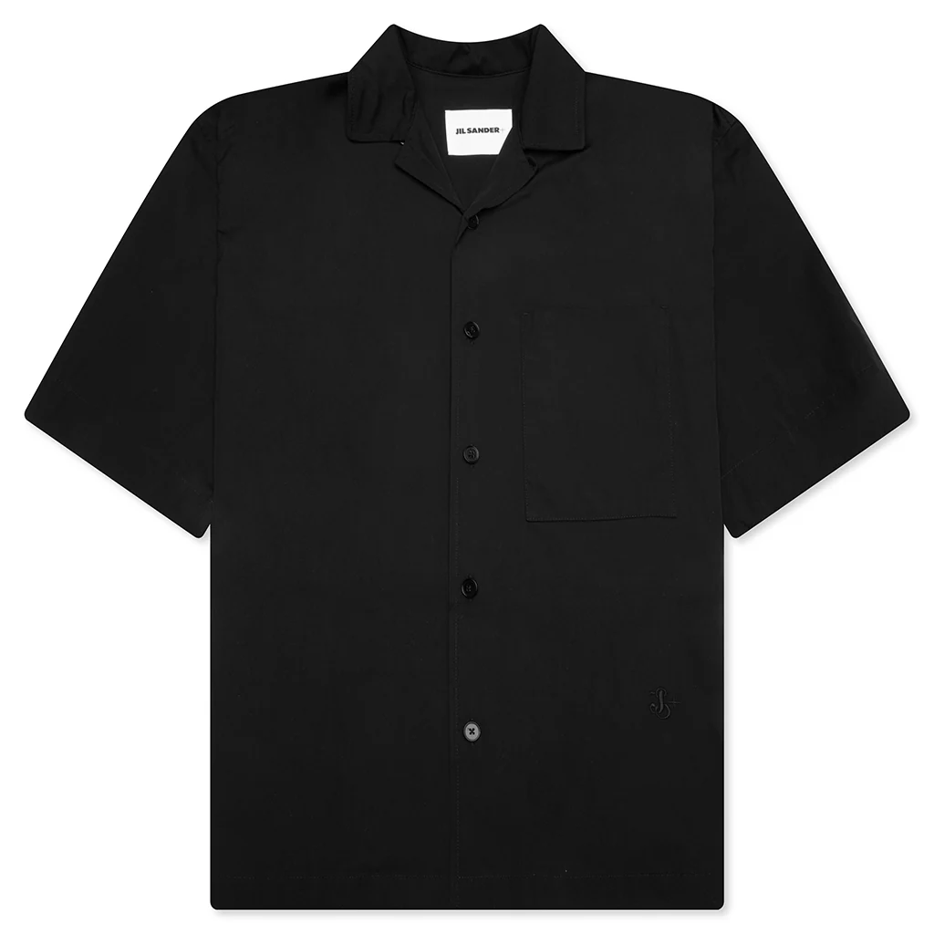 Glass Finish Cotton Poplin Shirt - Black