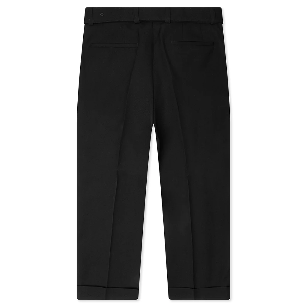 Gabardine Belted Trousers - Black - Image 2