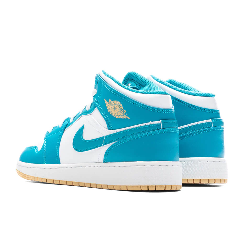Jordan 1 Mid (GS) - Aquatone/Celestial Gold/White - Image 3