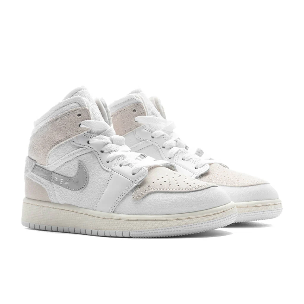 Jordan 1 Mid SE Craft (GS) - White/Light Orewood Brown/Tech Grey - Image 2