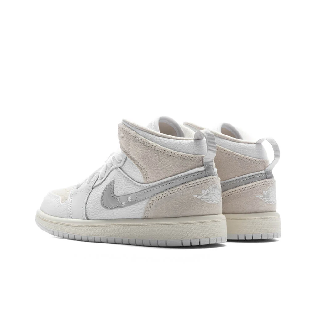 Jordan 1 Mid SE Craft (PS) - White/Light Orewood Brown/Tech Grey - Image 3
