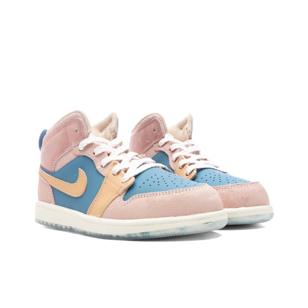 Jordan 1 Mid SS (PS) 'Zen' - Aegean Storm/Hemp/Pink Oxford - Image 2