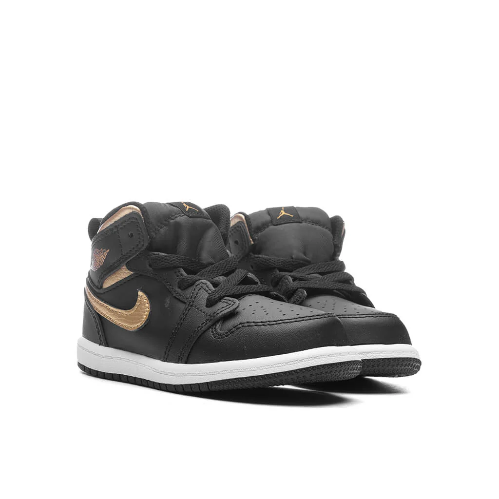 Jordan 1 Mid (TD) - Black/Metallic Gold/White - Image 2