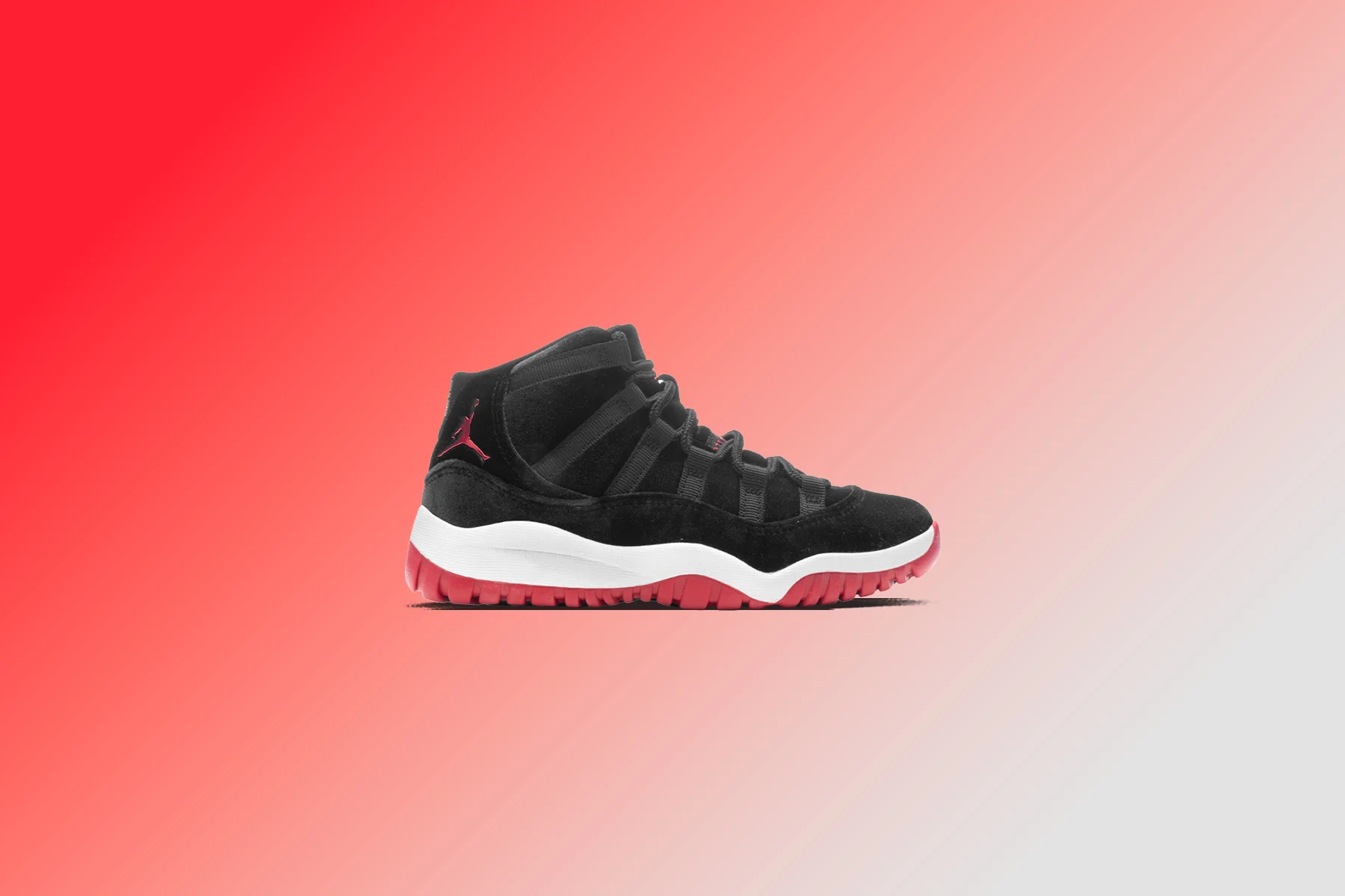 Jordan 11 Retro (PS) 'Bred Velvet'- Black/Gym Red/White - Image 5