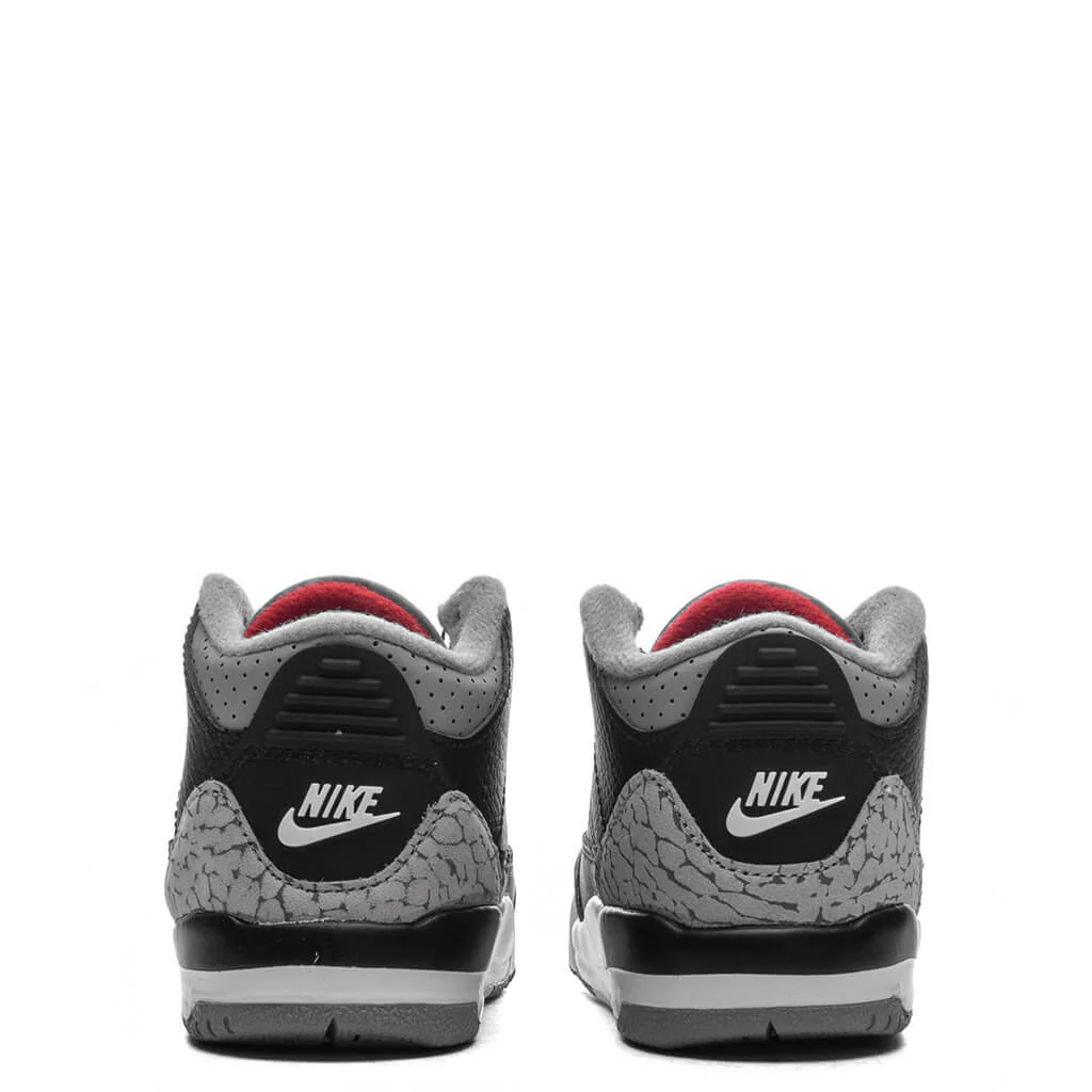 Air Jordan 3 Retro (TD) 'Black Cement' - Black/Fire Red/Cement Grey/Summit White - Image 4