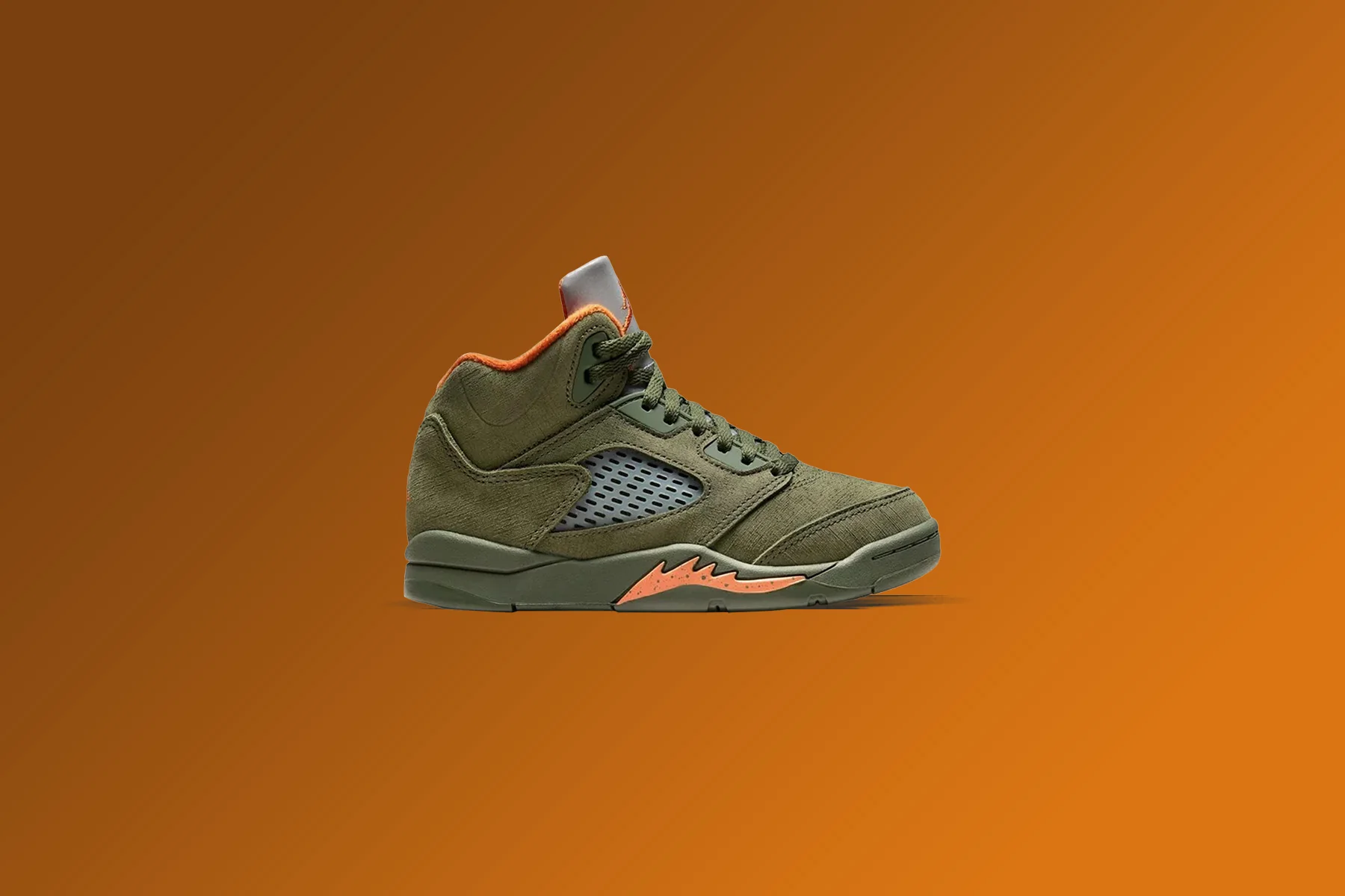 Air Jordan 5 Retro 'Olive' (PS) - Army Olive/Solar Orange - Image 5
