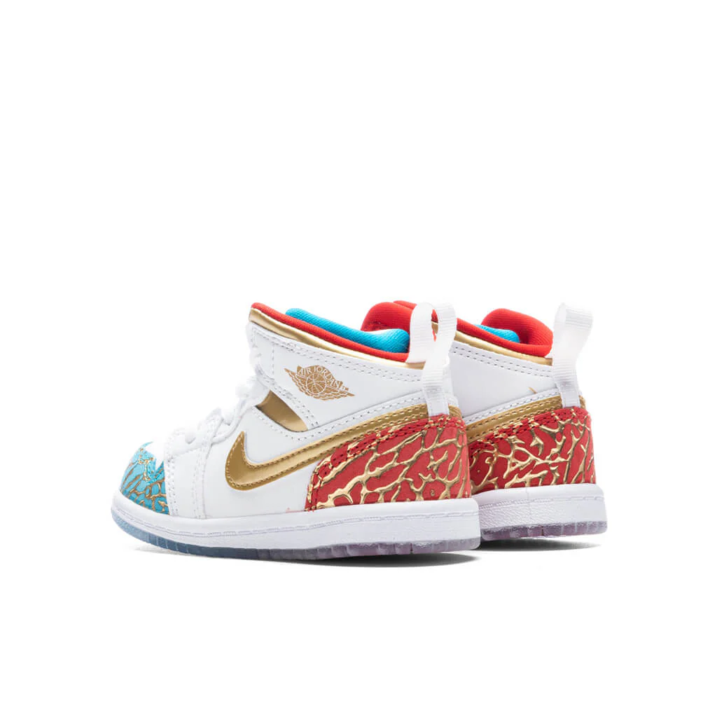 Air Jordan 1 Mid (TD) - White/Metallic Gold/University Red - Image 3