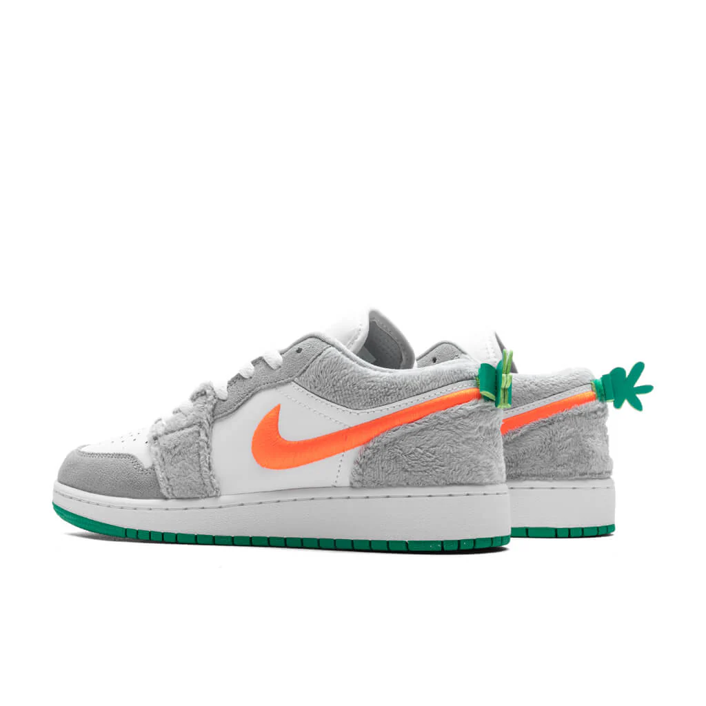Air Jordan 1 Low SE 'Rabbit' (GS) - Light Smoke Grey/Total Orange/White - Image 3