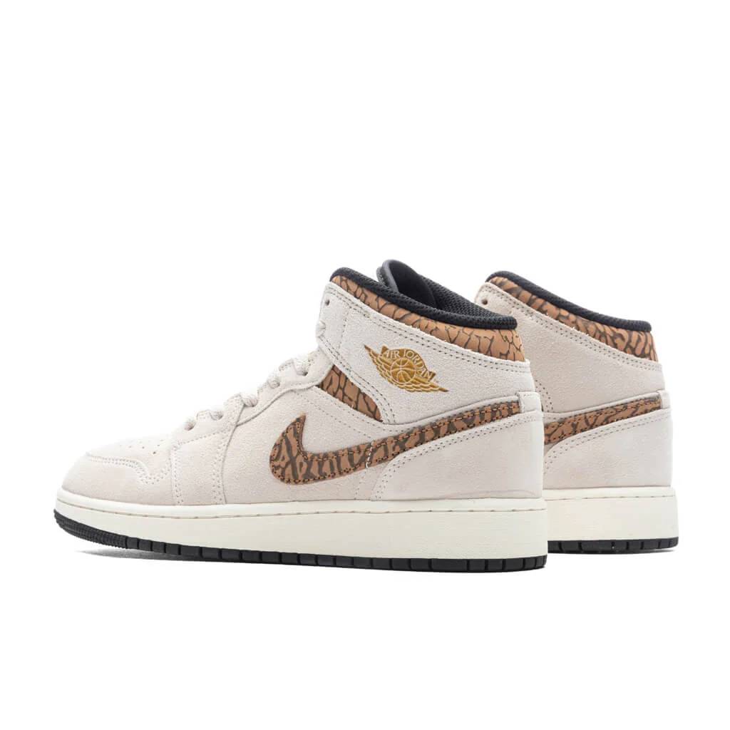 Air Jordan 1 Mid SE (GS) - Light Orewood Brown/Metallic Gold/White - Image 3