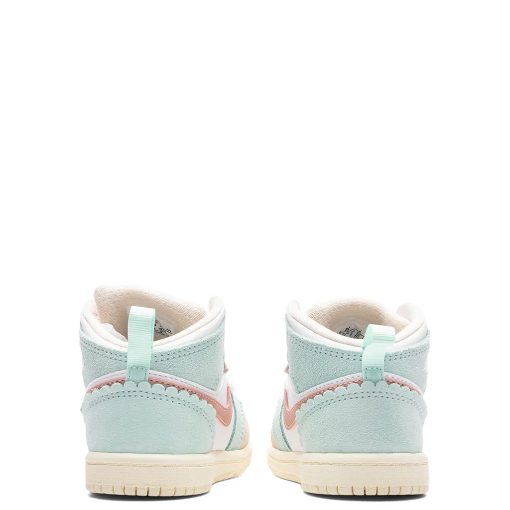 Air Jordan 1 Mid SE (TD) - White/Pink Oxford/Jade Ice - Image 4