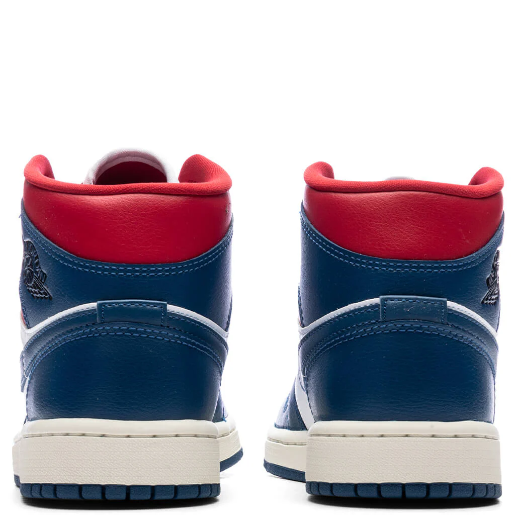 Women's Air Jordan 1 Mid - White/French Blue/Gym Red - Image 4