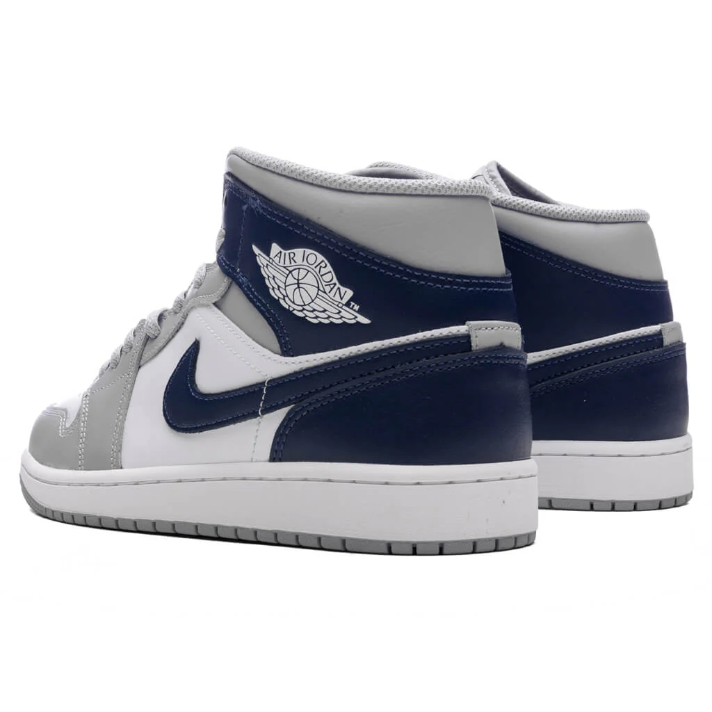 Air Jordan 1 Mid - White/Midnight Navy/Wolf Grey - Image 3