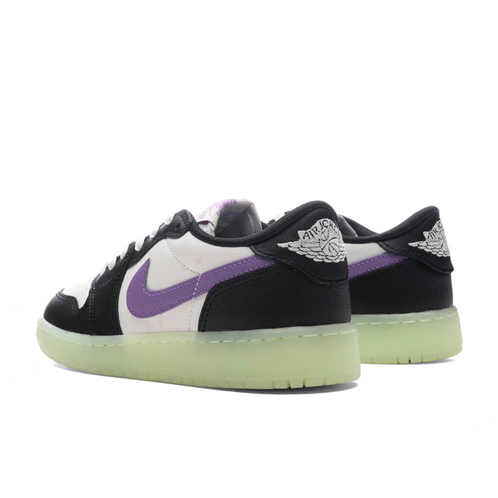 Air Jordan 1 Retro Low OG (GS) - Black/Black Raspberry/Volt Tint - Image 3